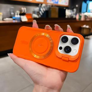 For iPhone 15 Pro Lens Frame Holder Blade MagSafe Phone Case(Orange)