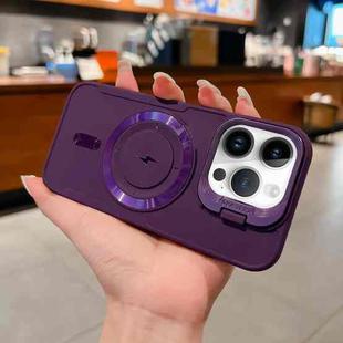 For iPhone 14 Pro Max Lens Frame Holder Blade MagSafe Phone Case(Dark Purple)