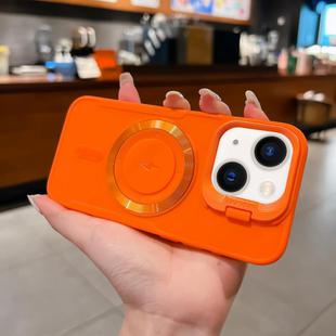 For iPhone 13 Lens Frame Holder Blade MagSafe Phone Case(Orange)