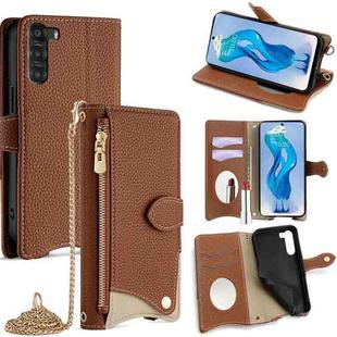 For ZTE Nubia S 5G A403ZT Crossbody Chain Fishtail Litchi Leather Phone Case(Brown)