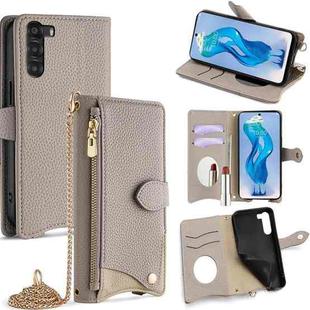 For ZTE Nubia S 5G A403ZT Crossbody Chain Fishtail Litchi Leather Phone Case(Grey)
