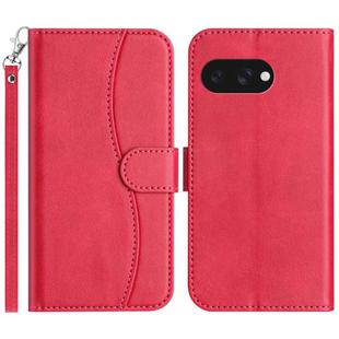 For Google Pixel 9a Dual-Folded S-shape Leather Phone Case(Rose Red)