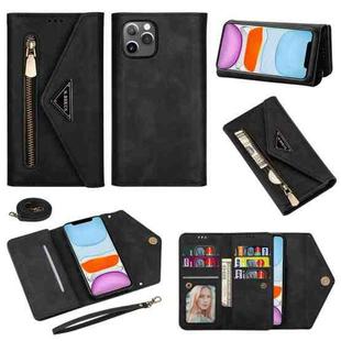 For iPhone 11 Skin Feel Zipper Horizontal Flip Leather Case with Holder & Card Slots & Photo Frame & Lanyard & Long Rope(Black)