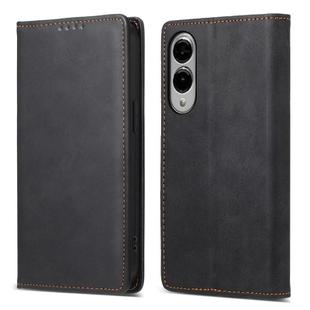 For Samsung Galaxy S25 Edge 5G Business Solid Color Magnetic RFID Leather Phone Case(Black)