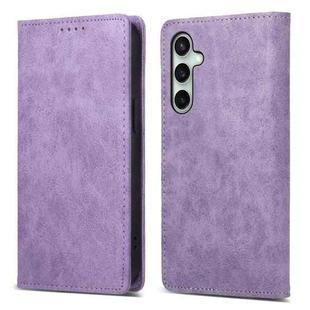 For Samsung Galaxy S25 FE 5G Business Solid Color Magnetic RFID Leather Phone Case(Purple)