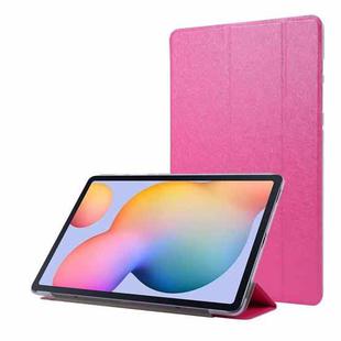 For Samsung Galaxy Tab S8+ / Tab S8 Plus /  Tab S7 FE / Tab S7+ / T970 Silk Texture Three-fold Horizontal Flip Leather Case with Holder & Pen Slot(Rose Red)