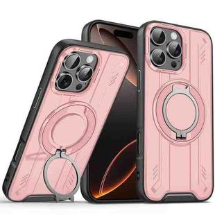 For iPhone 16 Pro Max Rotating Ring Holder Magnetic MagSafe Phone Case(Pink)