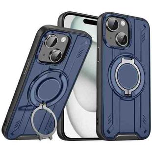 For iPhone 15 Plus Rotating Ring Holder Magnetic MagSafe Phone Case(Blue)