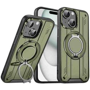 For iPhone 15 Plus Rotating Ring Holder Magnetic MagSafe Phone Case(Green)