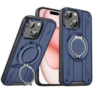 For iPhone 15 Rotating Ring Holder Magnetic MagSafe Phone Case(Blue)