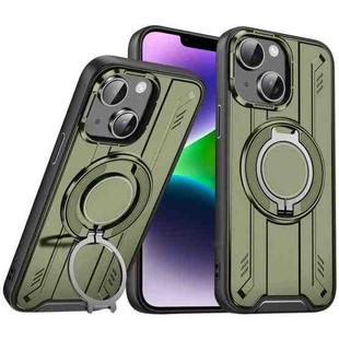 For iPhone 14 Plus Rotating Ring Holder Magnetic MagSafe Phone Case(Green)
