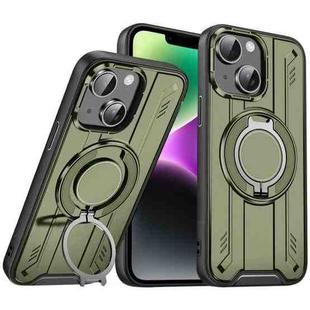 For iPhone 14 Rotating Ring Holder Magnetic MagSafe Phone Case(Green)