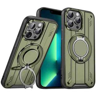 For iPhone 13 Pro Max Rotating Ring Holder Magnetic MagSafe Phone Case(Green)