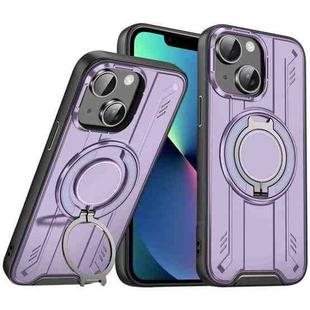 For iPhone 13 Rotating Ring Holder Magnetic MagSafe Phone Case(Purple)