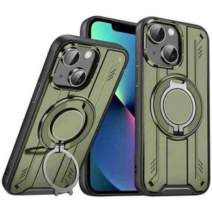 For iPhone 13 Rotating Ring Holder Magnetic MagSafe Phone Case(Green)