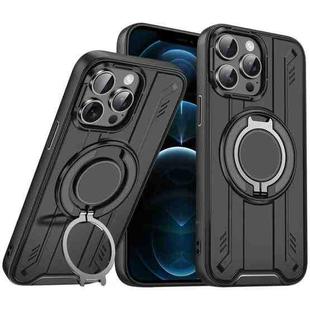 For iPhone 12 Pro Max Rotating Ring Holder Magnetic MagSafe Phone Case(Black)