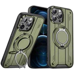 For iPhone 12 Pro Max Rotating Ring Holder Magnetic MagSafe Phone Case(Green)