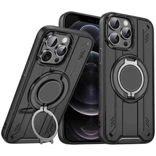 For iPhone 12 Pro Rotating Ring Holder Magnetic MagSafe Phone Case(Black)