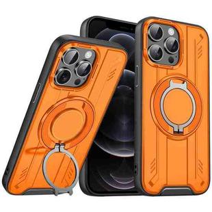 For iPhone 12 Pro Rotating Ring Holder Magnetic MagSafe Phone Case(Orange)
