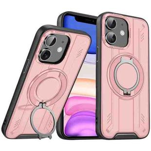 For iPhone 11 Rotating Ring Holder Magnetic MagSafe Phone Case(Pink)