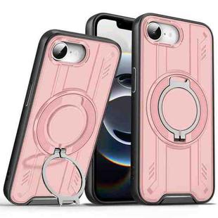 For iPhone 16e Rotating Ring Holder Magnetic MagSafe Phone Case(Pink)