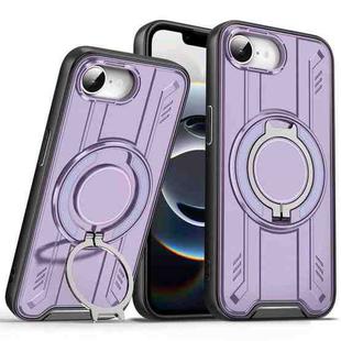 For iPhone 16e Rotating Ring Holder Magnetic MagSafe Phone Case(Purple)