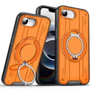 For iPhone 16e Rotating Ring Holder Magnetic MagSafe Phone Case(Orange)