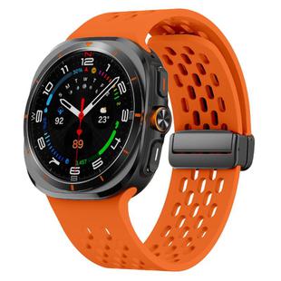 For Samsung Galaxy Watch Ultra 47mm Kalebol Mesh Magnetic Silicone Watch Strap(Orange)
