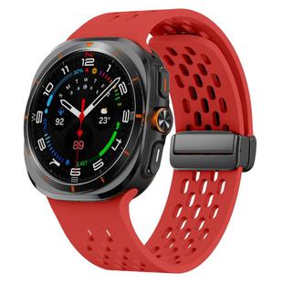 For Samsung Galaxy Watch Ultra 47mm Kalebol Mesh Magnetic Silicone Watch Strap(Red)