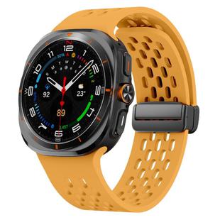 For Samsung Galaxy Watch Ultra 47mm Kalebol Mesh Magnetic Silicone Watch Strap(Yellow)