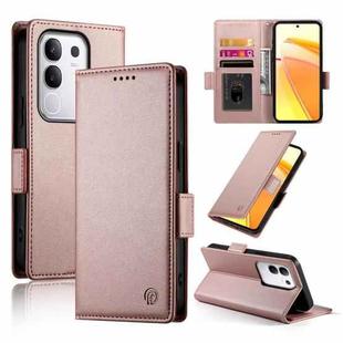 For vivo Y29s 5G / Y04 4G Side Buckle Magnetic Frosted Leather Phone Case(Rose Gold)