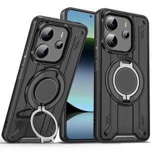 For Redmi Note 14 5G Rotating Ring Holder Magnetic MagSafe Phone Case(Black)