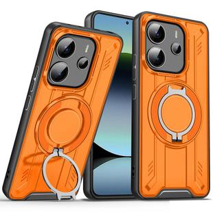 For Redmi Note 14 5G Rotating Ring Holder Magnetic MagSafe Phone Case(Orange)