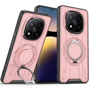 For Redmi Note 14 Pro 4G Rotating Ring Holder Magnetic MagSafe Phone Case(Pink)