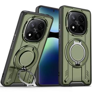 For Redmi Note 14 Pro+ 5G Rotating Ring Holder Magnetic MagSafe Phone Case(Green)