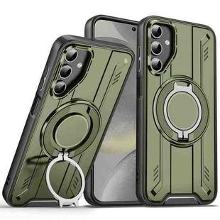 For Samsung Galaxy S25 / S24 5G Rotating Ring Holder Magnetic MagSafe Phone Case(Green)