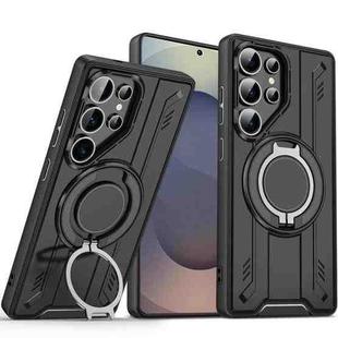 For Samsung Galaxy S25 Ultra 5G Rotating Ring Holder Magnetic MagSafe Phone Case(Black)