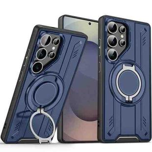 For Samsung Galaxy S25 Ultra 5G Rotating Ring Holder Magnetic MagSafe Phone Case(Blue)