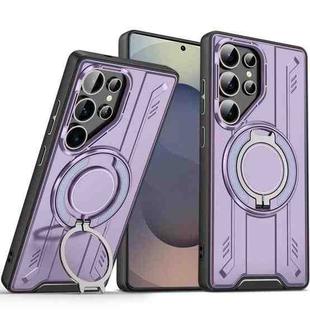 For Samsung Galaxy S25 Ultra 5G Rotating Ring Holder Magnetic MagSafe Phone Case(Purple)