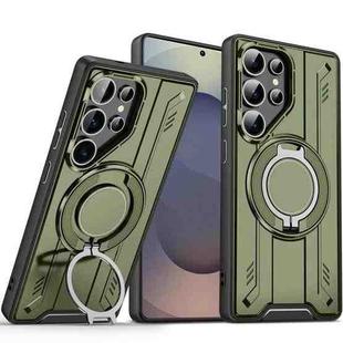 For Samsung Galaxy S25 Ultra 5G Rotating Ring Holder Magnetic MagSafe Phone Case(Green)