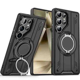For Samsung Galaxy S24 Ultra 5G Rotating Ring Holder Magnetic MagSafe Phone Case(Black)