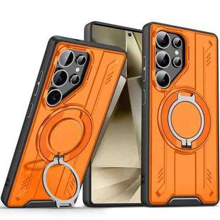 For Samsung Galaxy S24 Ultra 5G Rotating Ring Holder Magnetic MagSafe Phone Case(Orange)