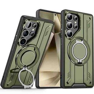 For Samsung Galaxy S24 Ultra 5G Rotating Ring Holder Magnetic MagSafe Phone Case(Green)