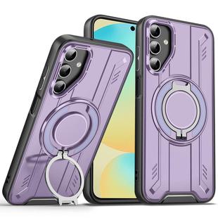 For Samsung Galaxy S24 FE 5G Rotating Ring Holder Magnetic MagSafe Phone Case(Purple)