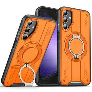 For Samsung Galaxy S23 FE 5G Rotating Ring Holder Magnetic MagSafe Phone Case(Orange)