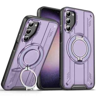 For Samsung Galaxy S23 5G Rotating Ring Holder Magnetic MagSafe Phone Case(Purple)