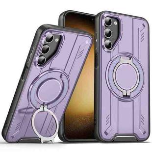 For Samsung Galaxy S23+ 5G Rotating Ring Holder Magnetic MagSafe Phone Case(Purple)