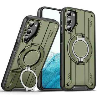For Samsung Galaxy S22 5G Rotating Ring Holder Magnetic MagSafe Phone Case(Green)