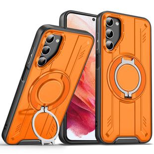 For Samsung Galaxy S21 5G Rotating Ring Holder Magnetic MagSafe Phone Case(Orange)