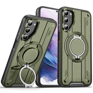 For Samsung Galaxy S21+ 5G Rotating Ring Holder Magnetic MagSafe Phone Case(Green)